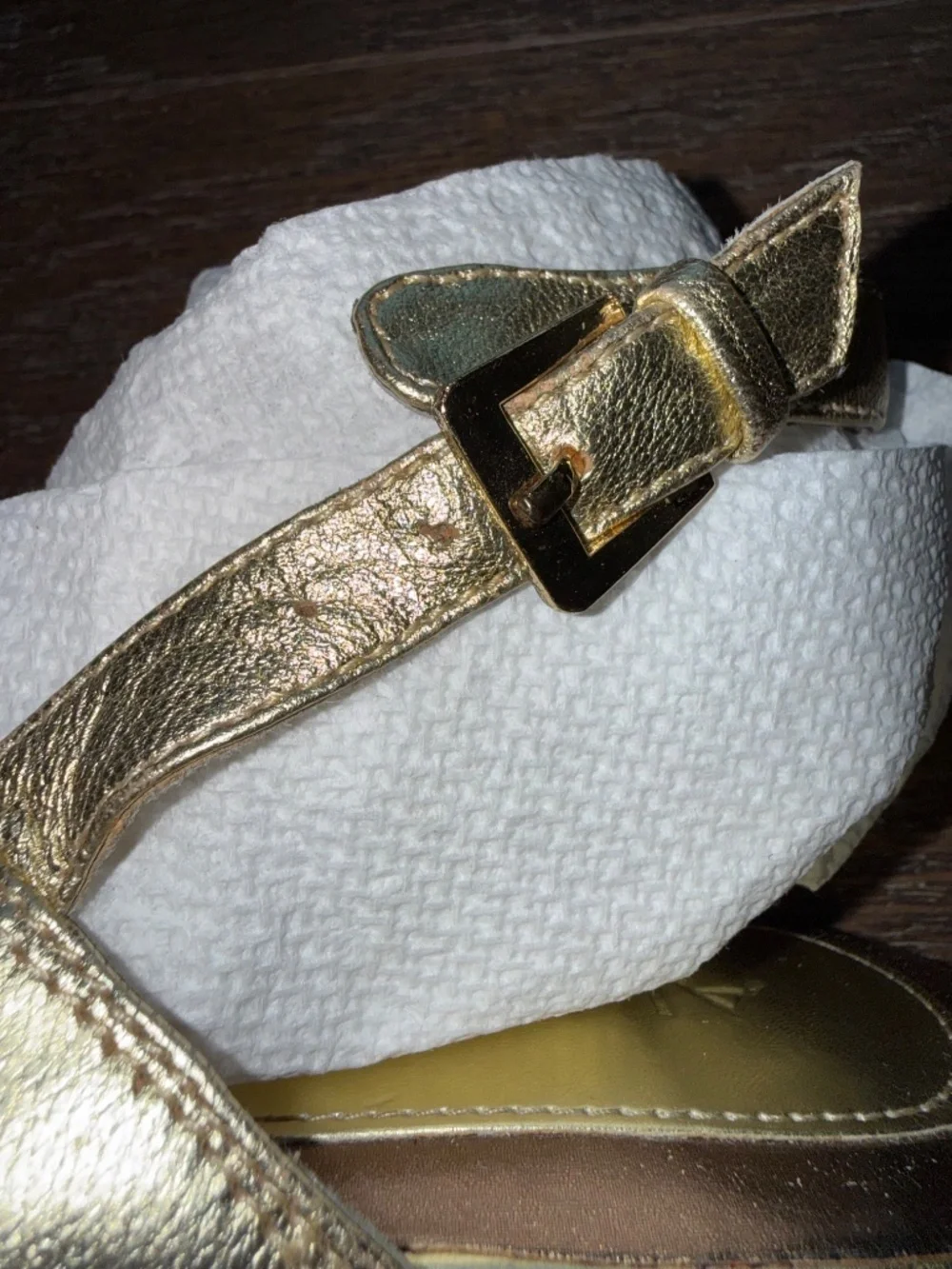 ALDO Gold Rhinestone Chain T-Strap Sandals Size 38
